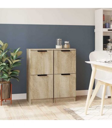vidaXL Sideboards 2 pcs Sonoma Oak 30x30x70 cm Engineered Wood — V0672032142