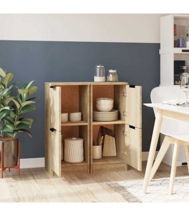 vidaXL Sideboards 2 pcs Sonoma Oak 30x30x70 cm Engineered Wood — V0672032142