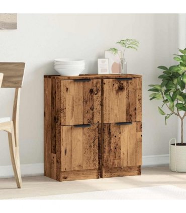 vidaXL Sideboards 2 pcs Old Wood 30x30x70 cm Engineered Wood — V0672032143