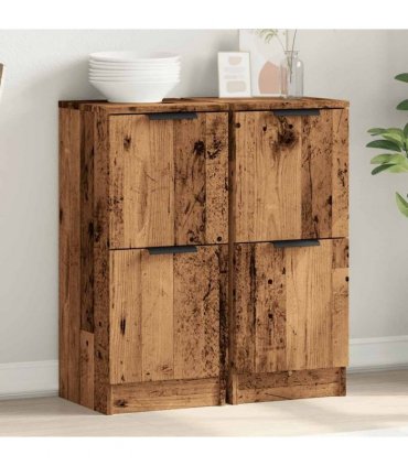 vidaXL Sideboards 2 pcs Old Wood 30x30x70 cm Engineered Wood — V0672032143