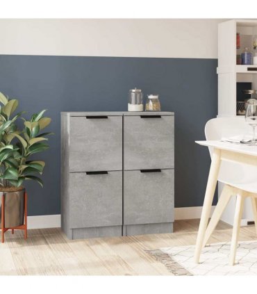 vidaXL Sideboards 2 pcs Concrete Grey 30x30x70 cm Engineered Wood — V0672032145