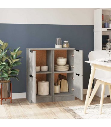 vidaXL Sideboards 2 pcs Concrete Grey 30x30x70 cm Engineered Wood — V0672032145