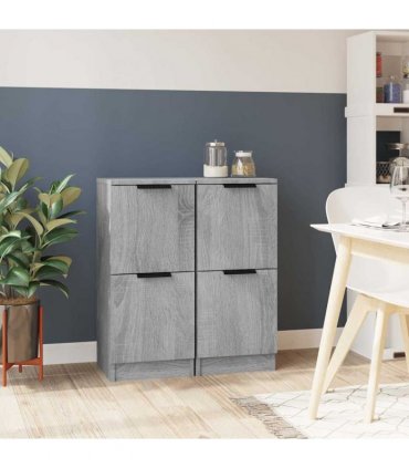 vidaXL Sideboards 2 pcs Grey Sonoma 30x30x70 cm Engineered Wood — V0672032146