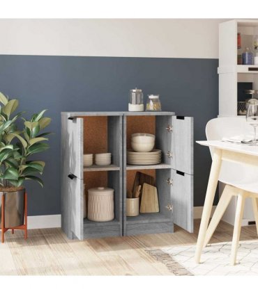 vidaXL Sideboards 2 pcs Grey Sonoma 30x30x70 cm Engineered Wood — V0672032146