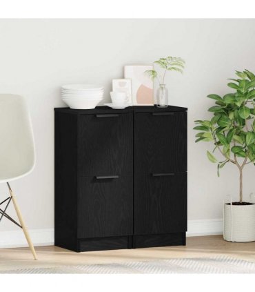 vidaXL Sideboard 2 pcs Black Oak 30 x 30 x 70 cm Engineered Wood — V0672032148