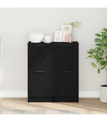vidaXL Sideboard 2 pcs Black Oak 30 x 30 x 70 cm Engineered Wood — V0672032148