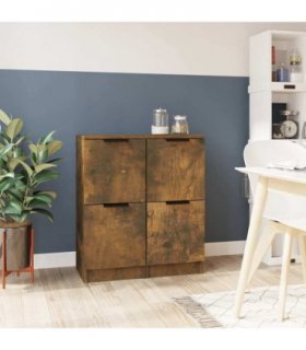 vidaXL Sideboards 2 pcs Smoked Oak 30x30x70 cm Engineered Wood — V0672032149