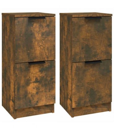 vidaXL Sideboards 2 pcs Smoked Oak 30x30x70 cm Engineered Wood — V0672032149