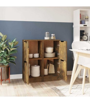 vidaXL Sideboards 2 pcs Smoked Oak 30x30x70 cm Engineered Wood — V0672032149
