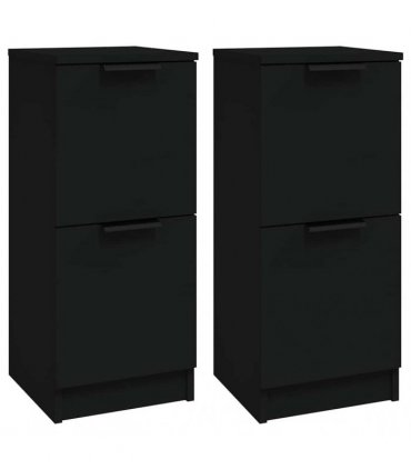 vidaXL Sideboards 2 pcs Black 30x30x70 cm Engineered Wood