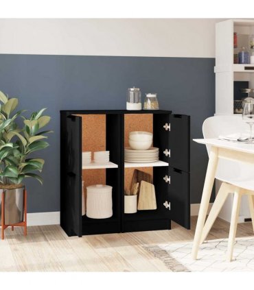 vidaXL Sideboards 2 pcs Black 30x30x70 cm Engineered Wood