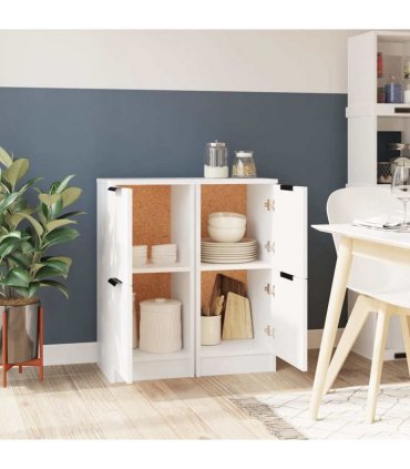 vidaXL Sideboards 2 pcs White 30x30x70 cm Engineered Wood — V0672032151