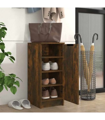 vidaXL Shoe Cabinet Smoked Oak 30x35x70 cm Engineered Wood