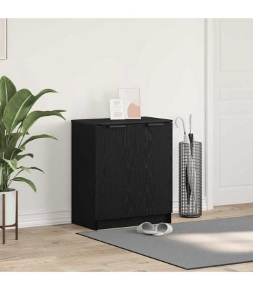 vidaXL Shoe Cabinet Black Oak 59 x 35 x 70 cm Engineered Wood