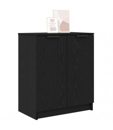 vidaXL Shoe Cabinet Black Oak 59 x 35 x 70 cm Engineered Wood