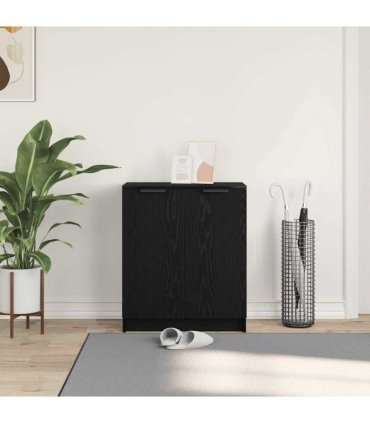 vidaXL Shoe Cabinet Black Oak 59 x 35 x 70 cm Engineered Wood