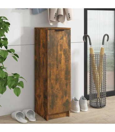 vidaXL Shoe Cabinet Smoked Oak 30x35x100 cm Engineered Wood