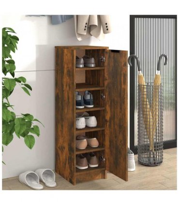 vidaXL Shoe Cabinet Smoked Oak 30x35x100 cm Engineered Wood