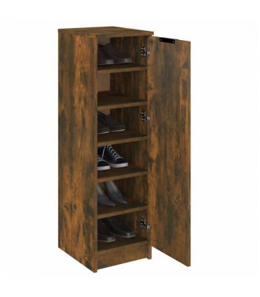 vidaXL Shoe Cabinet Smoked Oak 30x35x100 cm Engineered Wood
