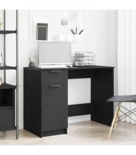 vidaXL Desk with Drawer Black Oak 100 x 50 x 75 cm Engineered Wood