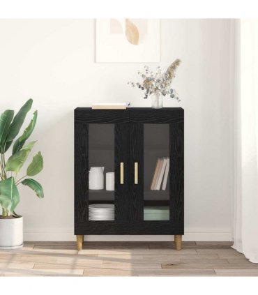 vidaXL Sideboard Black Oak 69.5 x 34 x 90 cm Engineered Wood — V0672032248