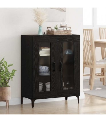 vidaXL Sideboard Black Oak 69.5 x 34 x 90 cm Engineered Wood and Iron — V0672032257
