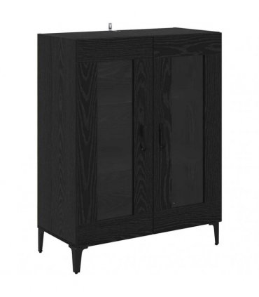 vidaXL Sideboard Black Oak 69.5 x 34 x 90 cm Engineered Wood and Iron — V0672032257