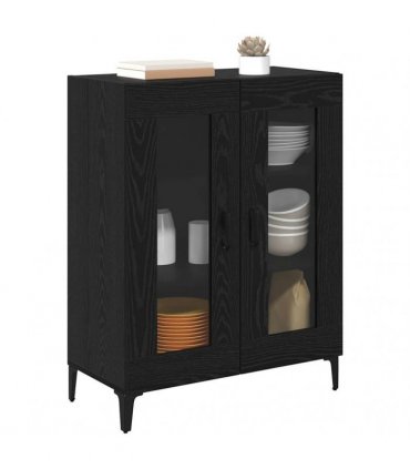 vidaXL Sideboard Black Oak 69.5 x 34 x 90 cm Engineered Wood and Iron — V0672032257