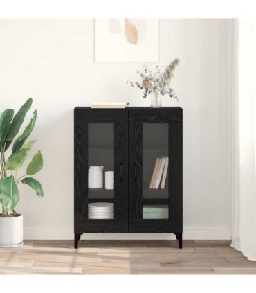 vidaXL Sideboard Black Oak 69.5 x 34 x 90 cm Engineered Wood and Iron — V0672032257