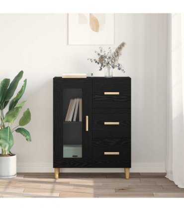 vidaXL Sideboard Black Oak 69.5 x 34 x 90 cm Engineered Wood — V0672032262