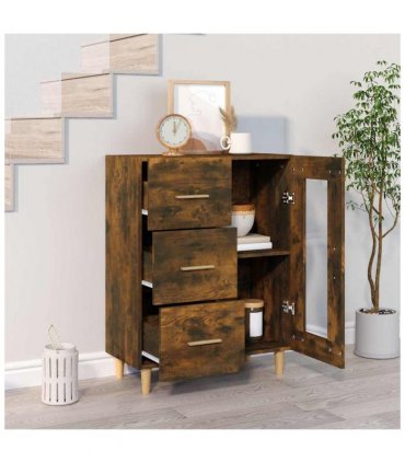vidaXL Sideboard Smoked Oak 69,5x34x90 cm Engineered Wood