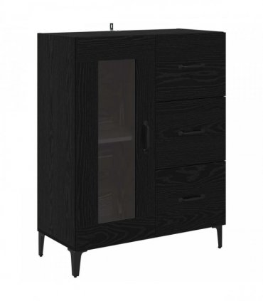 vidaXL Sideboard Black Oak 69.5 x 34 x 90 cm Engineered Wood and Iron — V0672032269