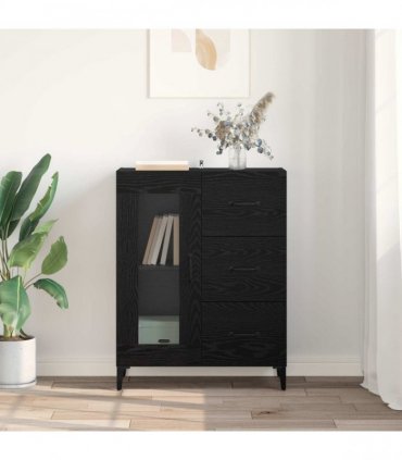 vidaXL Sideboard Black Oak 69.5 x 34 x 90 cm Engineered Wood and Iron — V0672032269