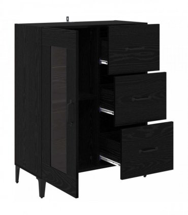 vidaXL Sideboard Black Oak 69.5 x 34 x 90 cm Engineered Wood and Iron — V0672032269