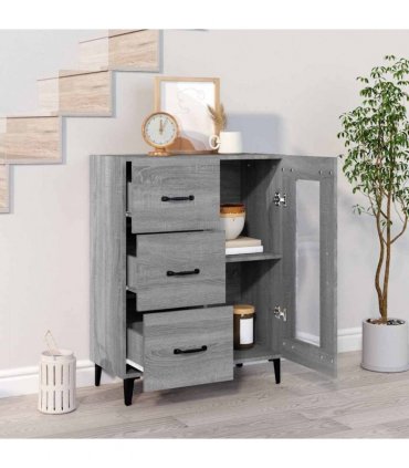 vidaXL Sideboard Grey Sonoma 69.5x34x90 cm Engineered Wood — V0672032276