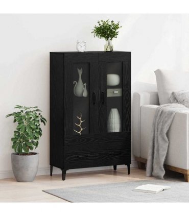 vidaXL Highboard Black Oak 70 x 31 x 115 cm Engineered Wood and Iron — V0672032289