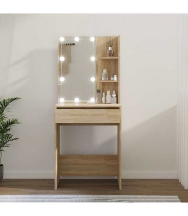 vidaXL Dressing Table with LED Sonoma Oak 60x40x140 cm