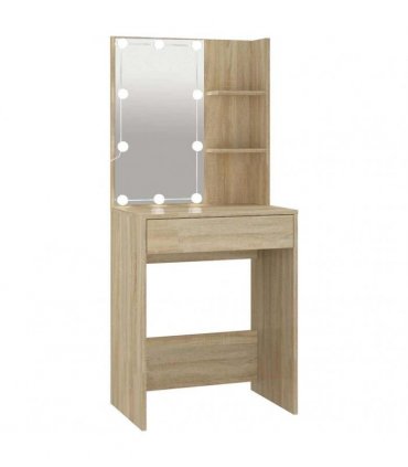 vidaXL Dressing Table with LED Sonoma Oak 60x40x140 cm