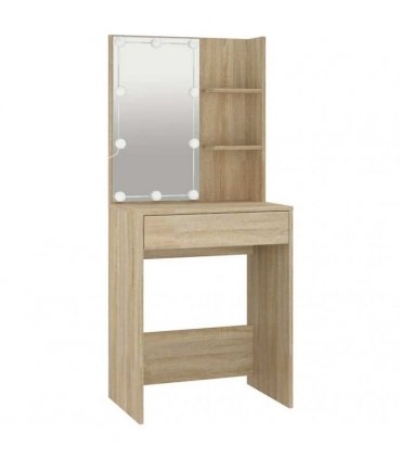 vidaXL Dressing Table with LED Sonoma Oak 60x40x140 cm