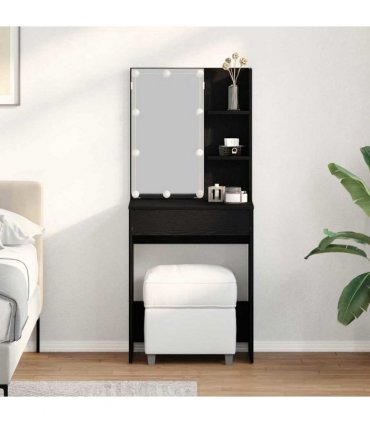 vidaXL Dressing Table Black Oak 60 x 40 x 140 cm Engineered Wood