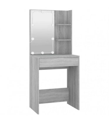 vidaXL Dressing Table with LED Grey Sonoma 60x40x140 cm