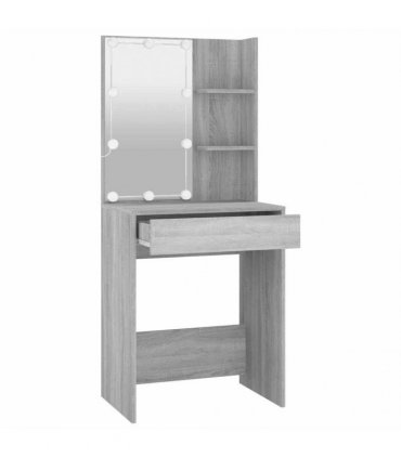 vidaXL Dressing Table with LED Grey Sonoma 60x40x140 cm