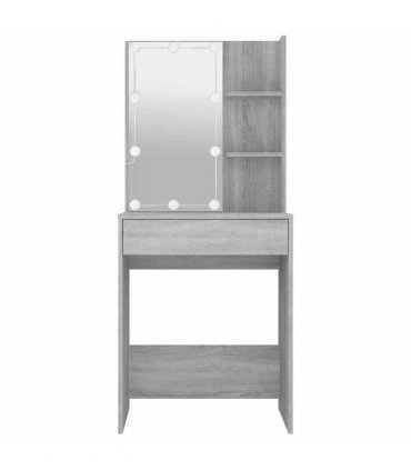 vidaXL Dressing Table with LED Grey Sonoma 60x40x140 cm
