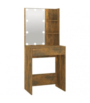 vidaXL Dressing Table with LED Smoked Oak 60x40x140 cm