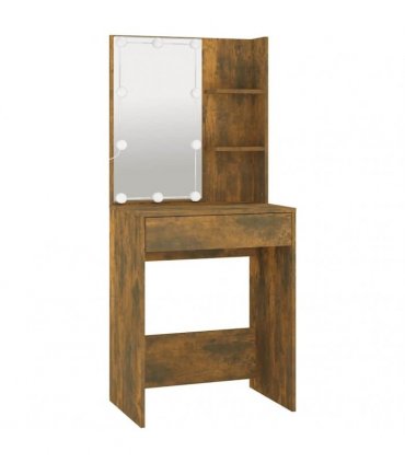 vidaXL Dressing Table with LED Smoked Oak 60x40x140 cm