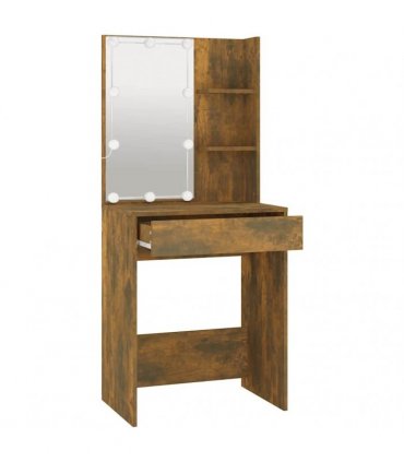 vidaXL Dressing Table with LED Smoked Oak 60x40x140 cm
