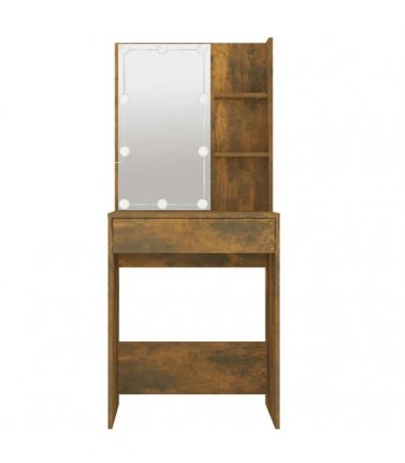 vidaXL Dressing Table with LED Smoked Oak 60x40x140 cm
