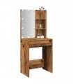vidaXL Dressing Table with LED Old Wood 60x40x140 cm