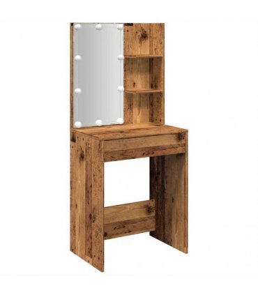 vidaXL Dressing Table with LED Old Wood 60x40x140 cm