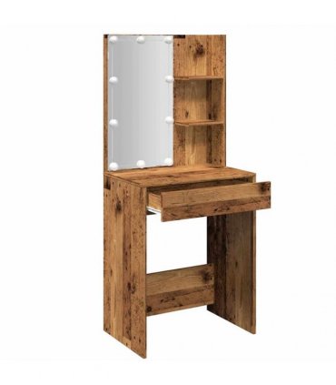 vidaXL Dressing Table with LED Old Wood 60x40x140 cm